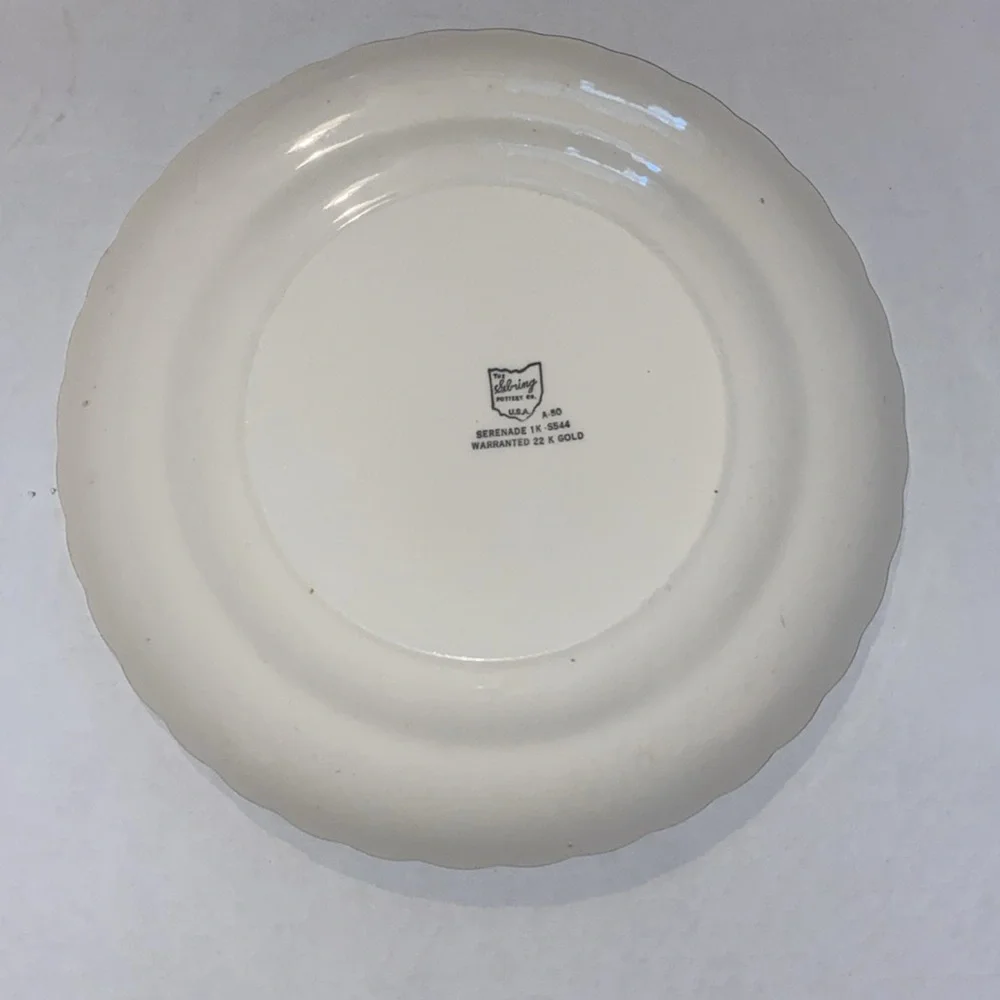 Sebring Pottery Co Lot 4 Chantilly 22K Gold 10” Dinner Plate Serenade Pattern
